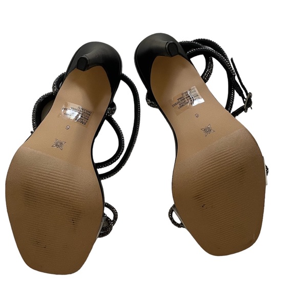 BCBGeneration Illara Clear Strap Rhinestone Bow Ankle Wrap Dress Sandals - Picture 11 of 12